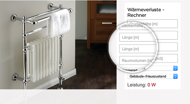 Berechnen Sie die nötige Leistung von Heizkörper mit unsere on-line Tool.